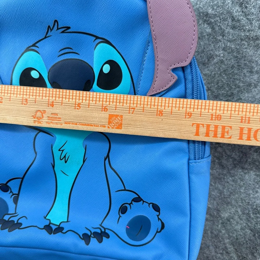 Disney Stitch Mini Backpack Kids Blue Holographic Straps 3D Ears 10in Purple Sil